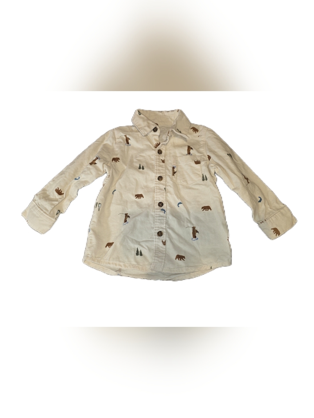 💓 3/$15 Carter's 18 Months Flannel Button Down Nature Themed Shirt